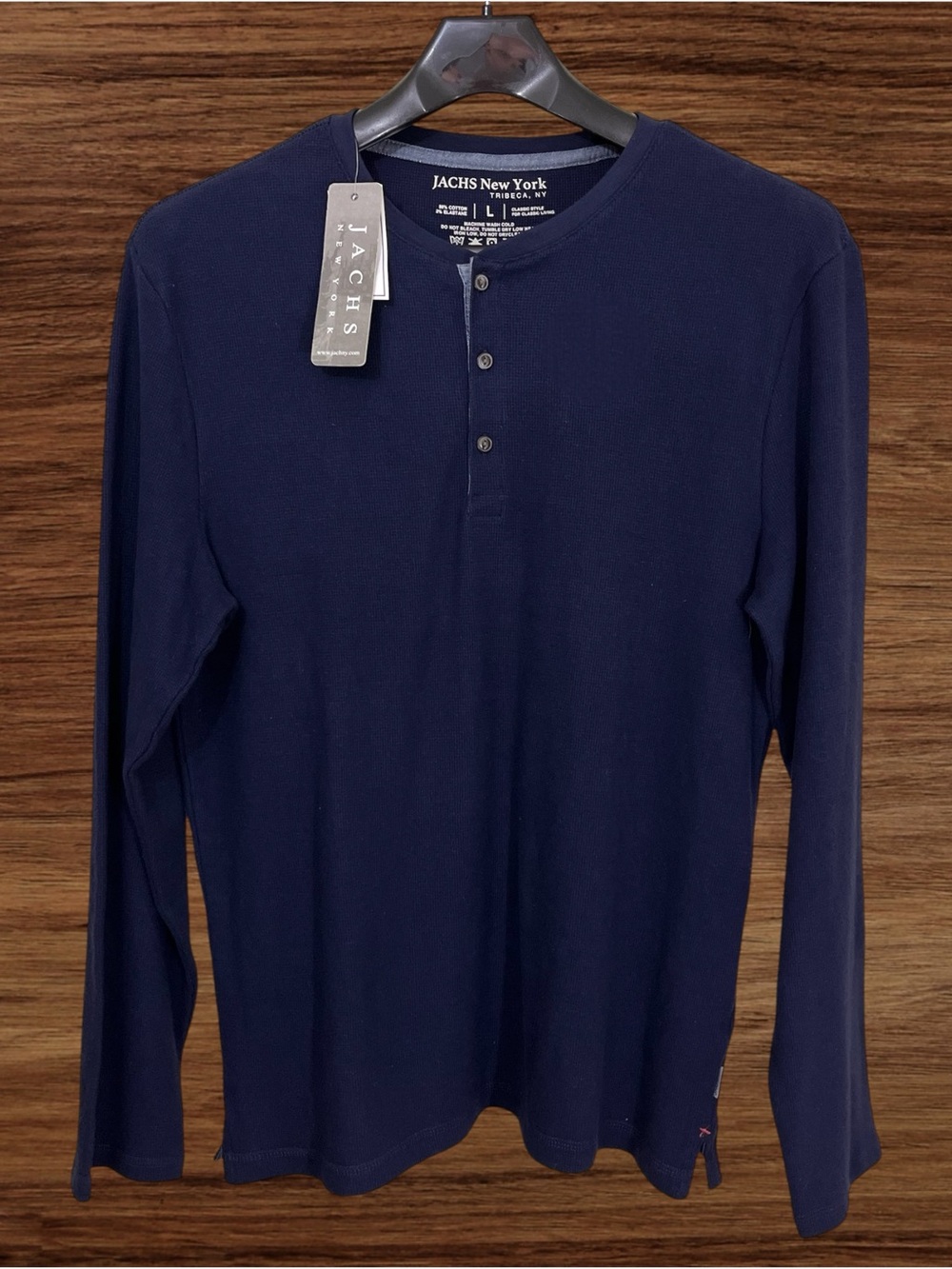 Jachs New York Navy Blue Thermal Henley. Large